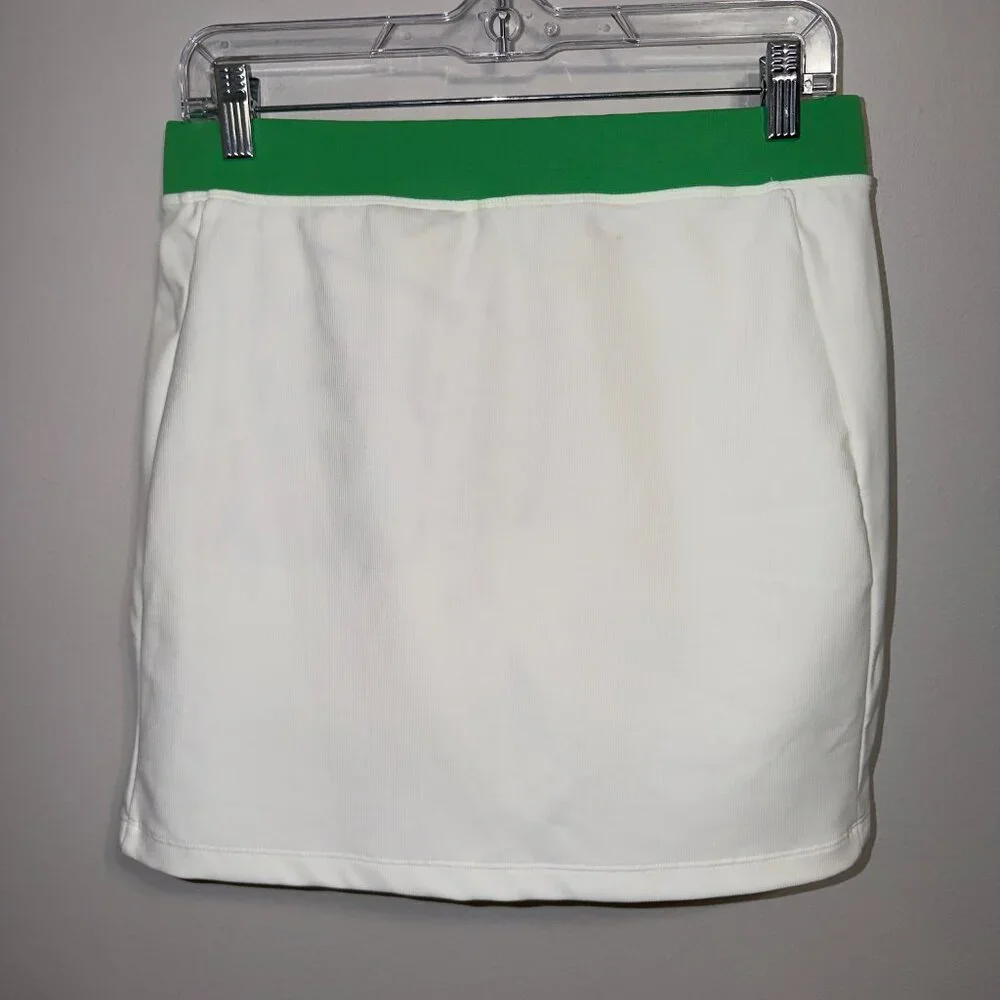 Kyodan White Athletic Skort Skirt Green Waistband Women’s Size M Activewear - Picture 5 of 5